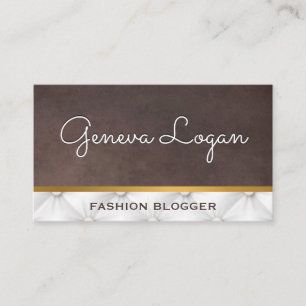 Cursive Font   Brown Texture White Upholstered Business Card