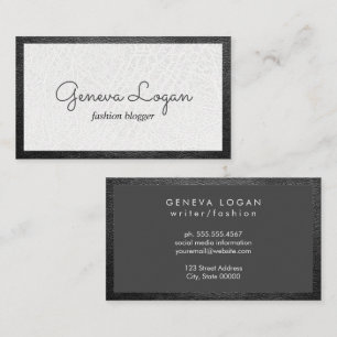Cursive Font   Leather Border Business Card