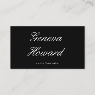 Cursive Font   Minimalist Black Business Card