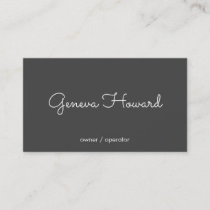Cursive Font   Minimalist Gray Business Card