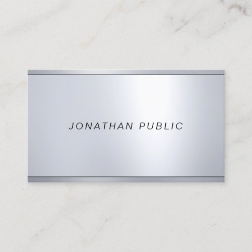 Cursive Font Silver Metallic Look Elegant Template Business Card