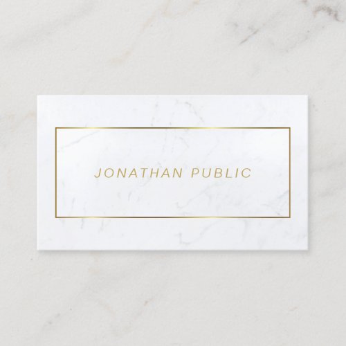 Cursive Font White Marble Gold Modern Elegant Glam Business Card