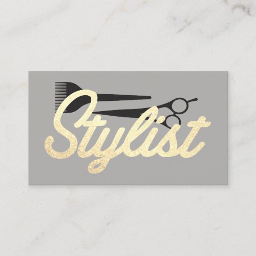 Cursive Glamour Stylist Font Gray Background Business Card