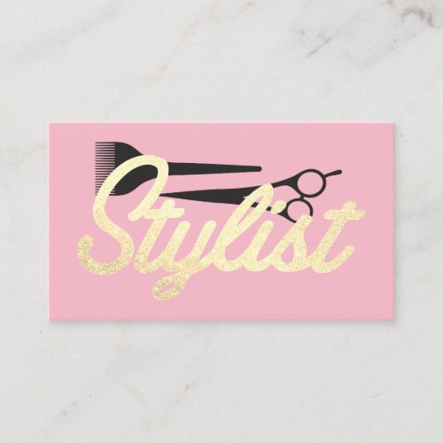 Cursive Glamour Stylist Font pink Business Card