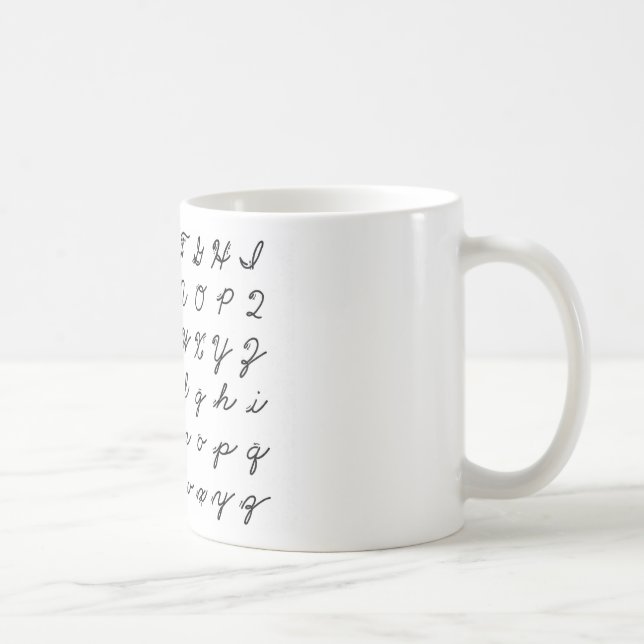 cursive handwriting chart coffee mug (Right)