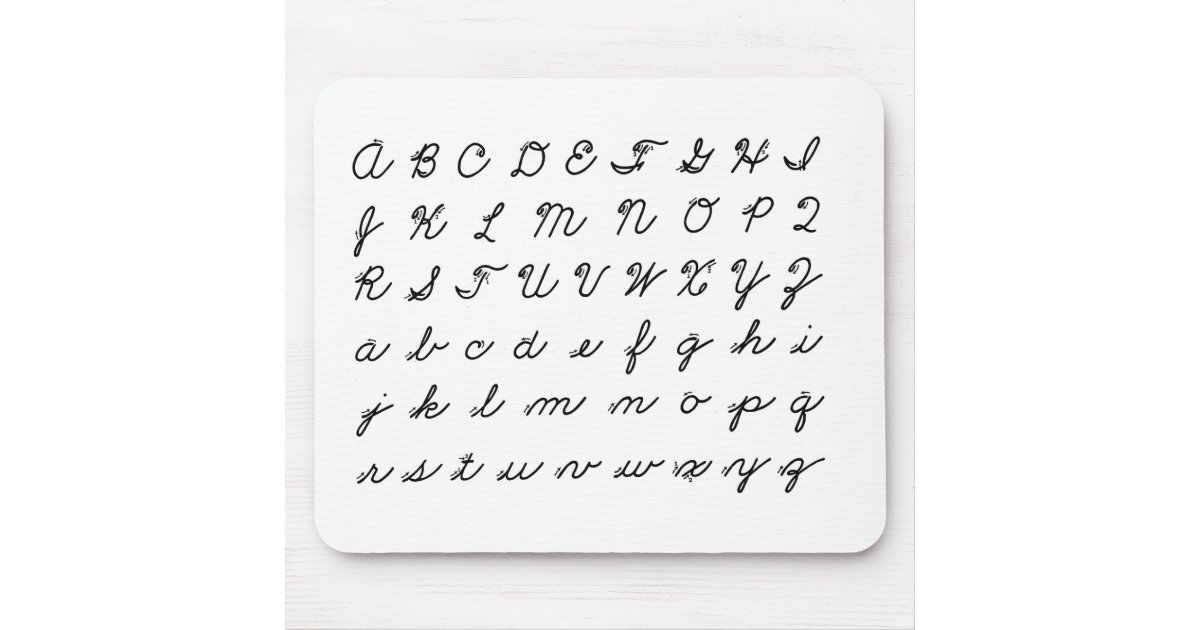 cursive handwriting chart mouse pad | Zazzle