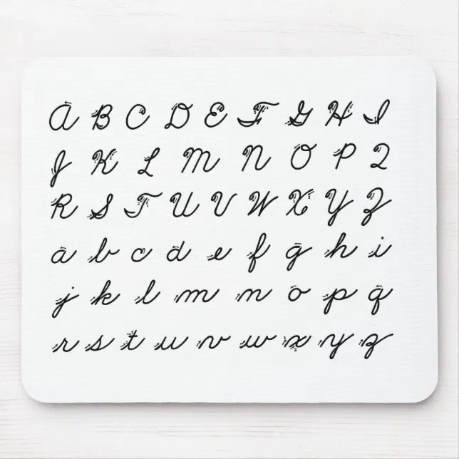 Cursive Mouse cursive handwriting chart mouse pad | Zazzle