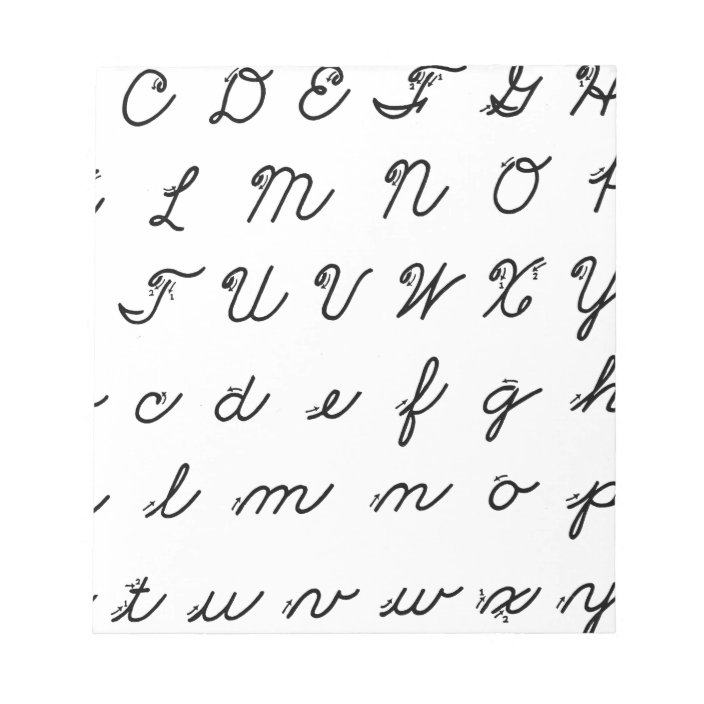 cursive handwriting chart notepad | Zazzle.com
