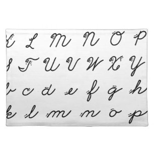 cursive handwriting chart placemat