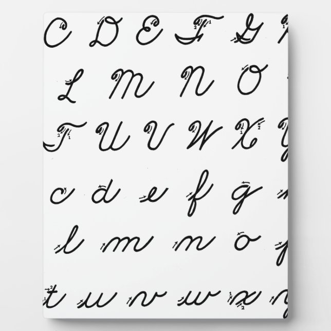 cursive handwriting chart plaque (Front)