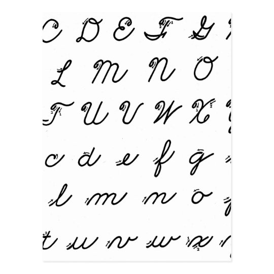 cursive handwriting chart postcard | Zazzle.com