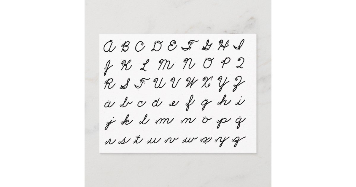 cursive handwriting chart postcard | Zazzle