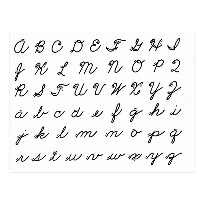 cursive handwriting chart postcard | Zazzle.com