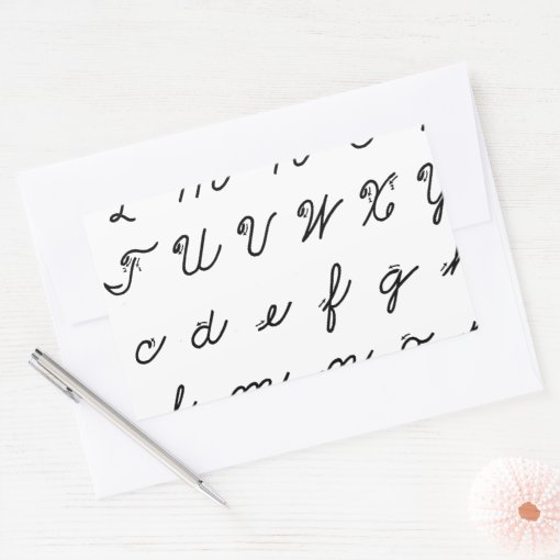 cursive handwriting chart rectangular sticker | Zazzle