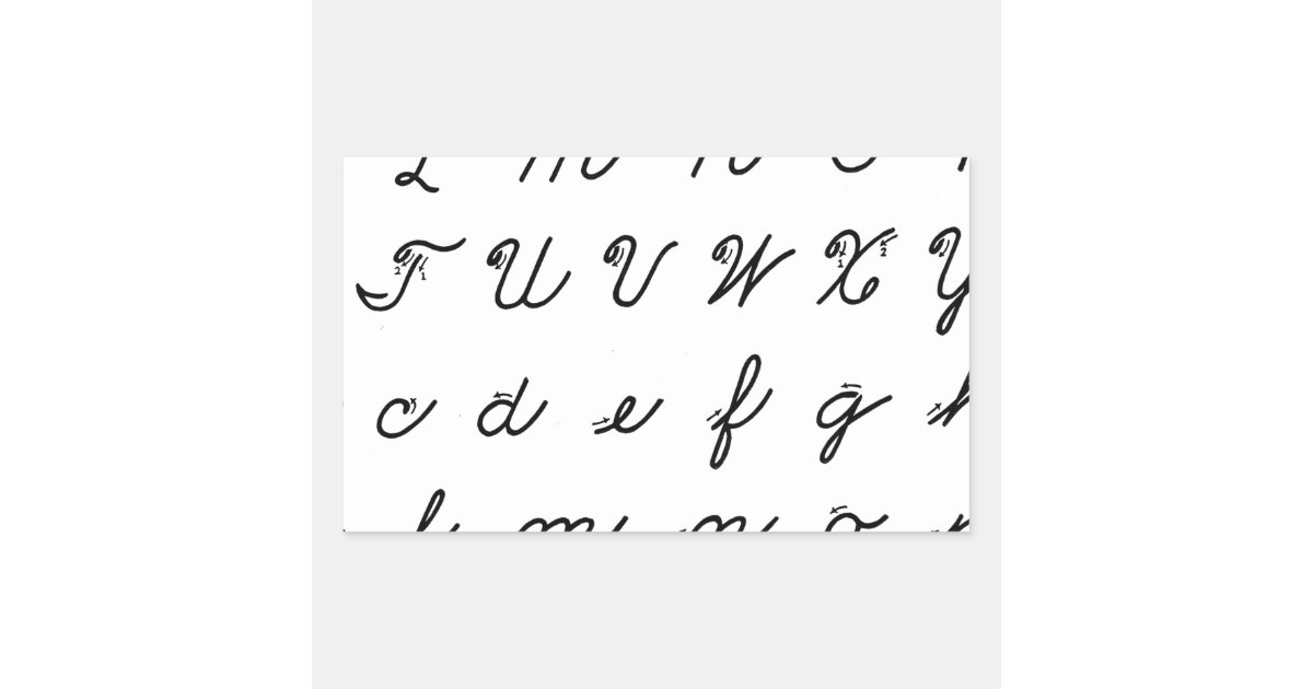 cursive handwriting chart rectangular sticker | Zazzle