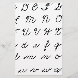 cursive handwriting chart stationery