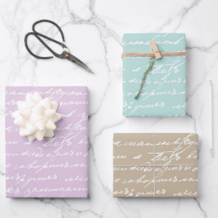 Cursive Handwriting Writer Author Book Lover Sweet Wrapping Paper Sheets