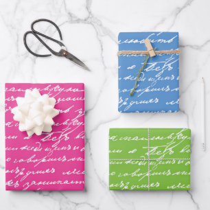 Cursive Handwriting Writer Author Books Colorful Wrapping Paper Sheets