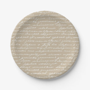 Cursive Handwriting Writer Author Books Romantic Paper Plates