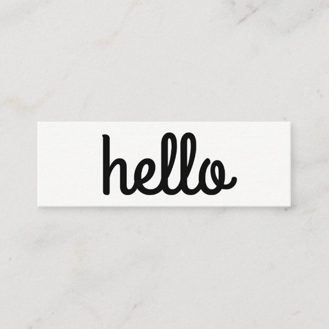 Cursive Hello Minimalist Mini Business Card (Front)