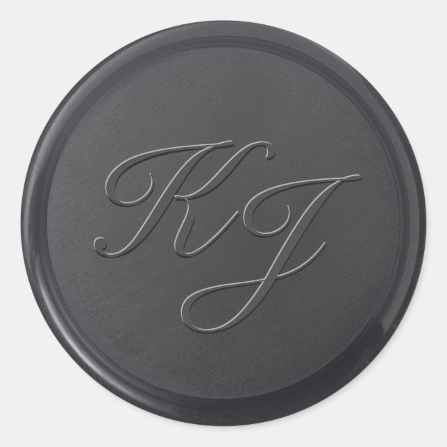Cursive Initial Black Wax Seal Sticker (Front)