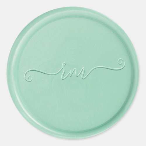 Cursive Initial Mint Green Wax Seal Sticker