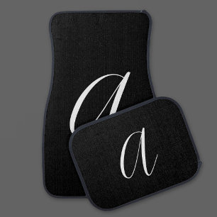 Cursive Initial monogram   Black & White Car Floor Mat
