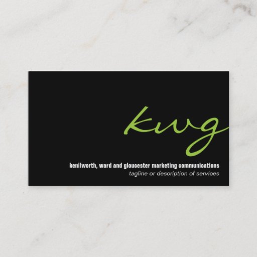 Customizable Cursive Lime Monogram Business Card