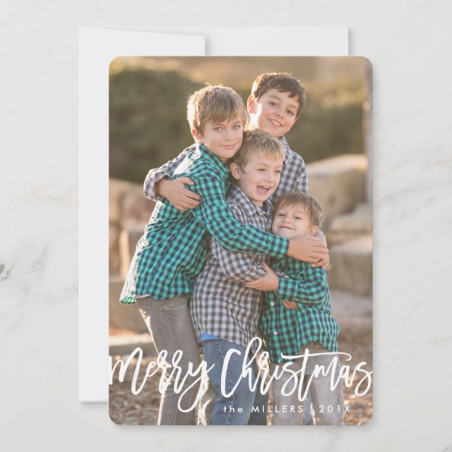 Cursive Merry Christmas Holiday Card (Front)