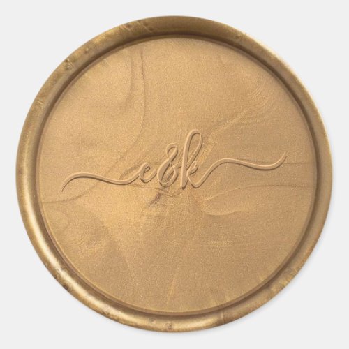 Cursive Monogram Antique Gold Wax Seal Sticker