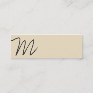 Cursive Monogram Asymmetric (beige) Mini Business Card