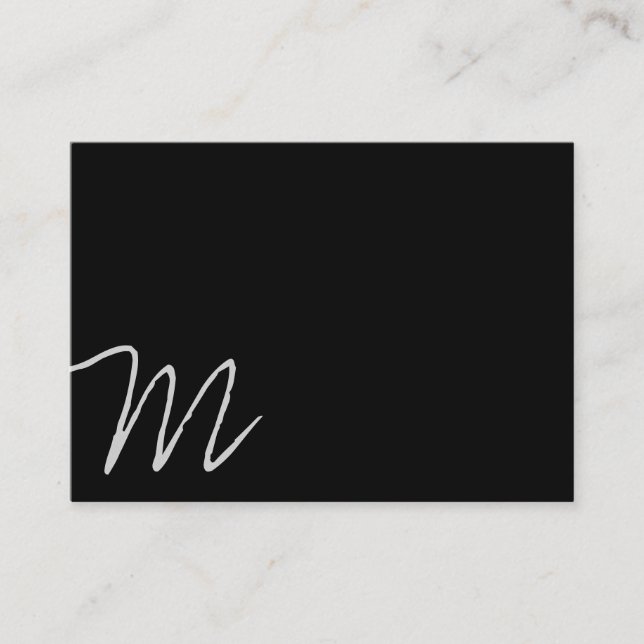 Cursive Monogram | Asymmetric (black) Business Card (Front)