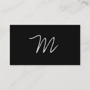 Cursive Monogram on Black Business Card