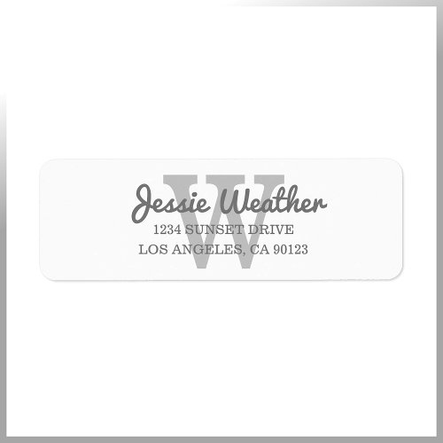 Cursive Name  Monogrammed Return Address Label