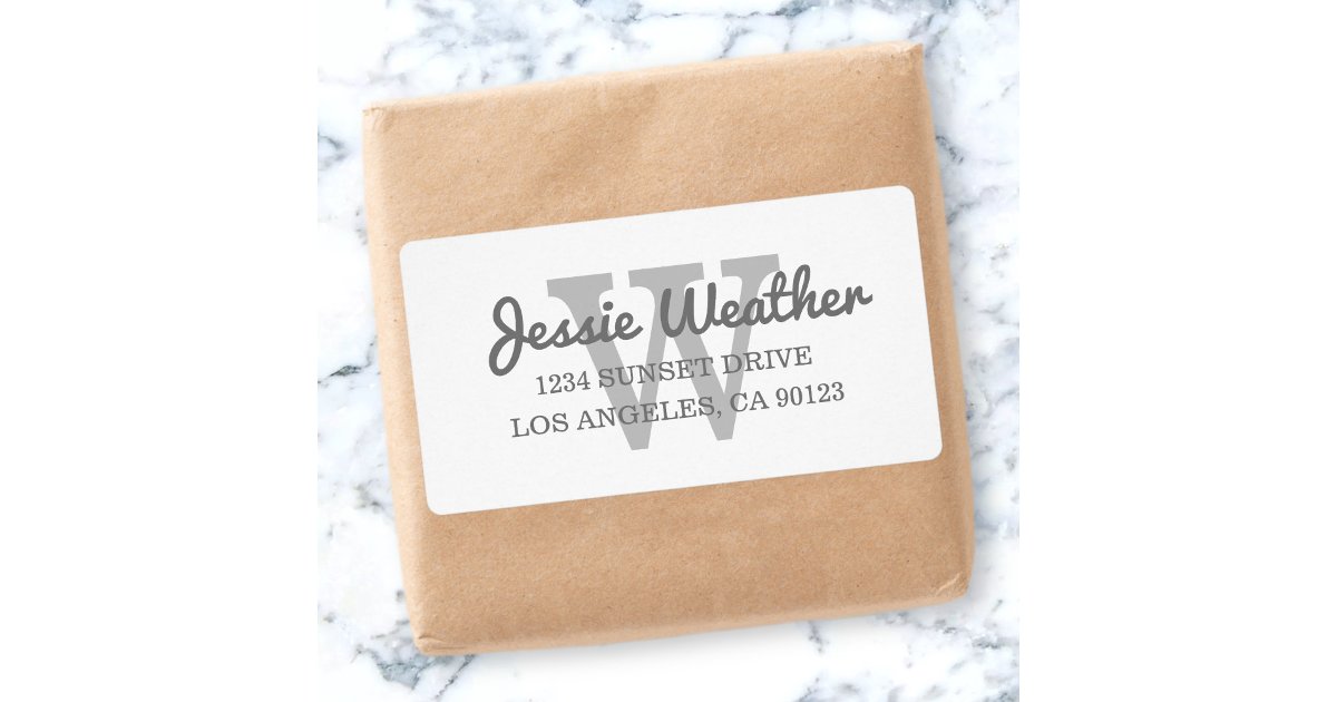 Address Label Cursive Cursive Name | Monogrammed Return Address Label | Zazzle