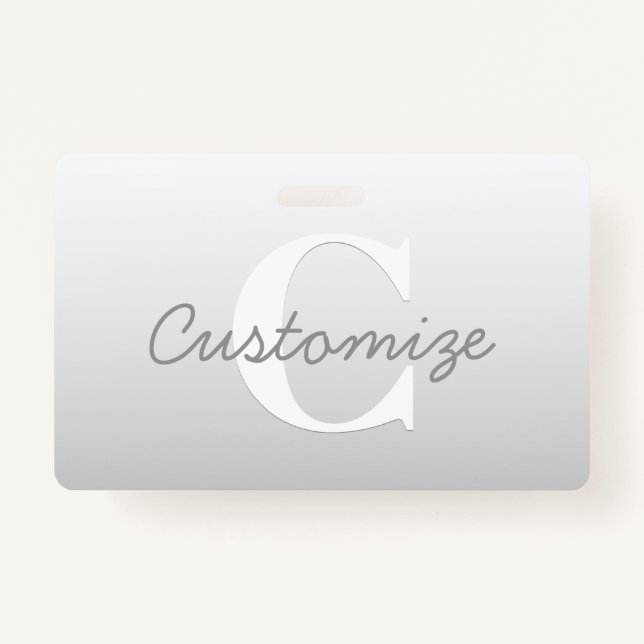 Cursive Name or other Text w/Monogram | Gradient  Badge (Front)