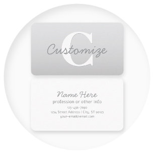 Cursive Name or other Text w/Monogram Gradient Business Card