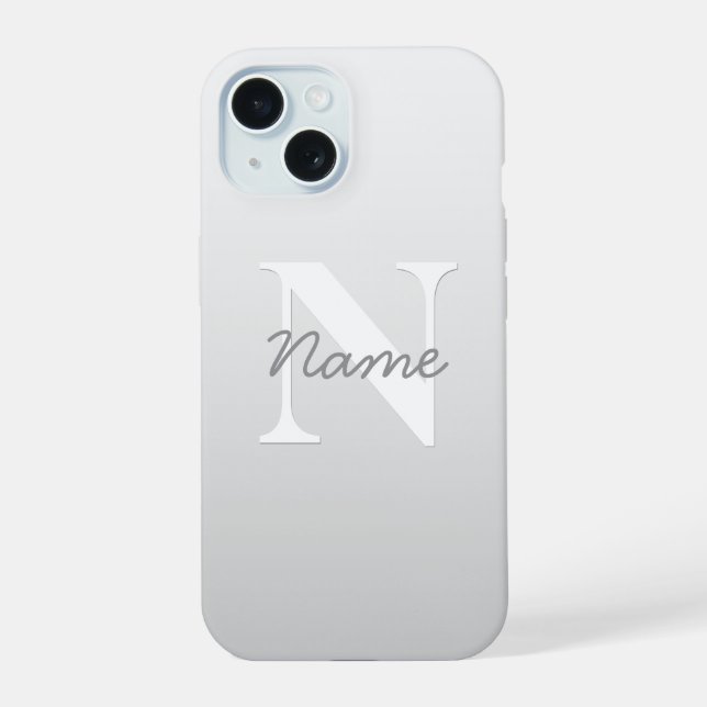 Cursive Name or other Text w/Monogram | Gradient  iPhone 15 Case (Back)