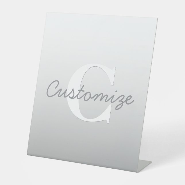 Cursive Name or other Text w/Monogram | Gradient  Pedestal Sign (Front)