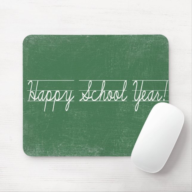 Cursive Penmanship On Green Chalkboard Mouse Pad (With Mouse)