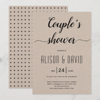 Cursive script calligraphy kraft wedding shower in invitation