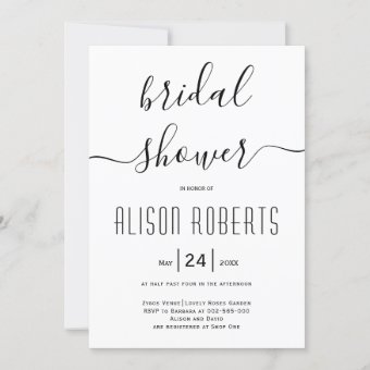 Cursive script calligraphy wedding bridal shower invitation | Zazzle