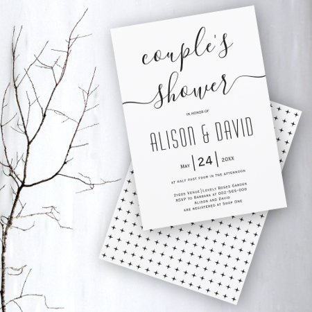 Cursive Script Calligraphy Wedding Couples Shower Invitation