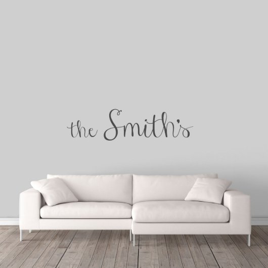 Cursive Script Family Name Large Wall Decal (Front)