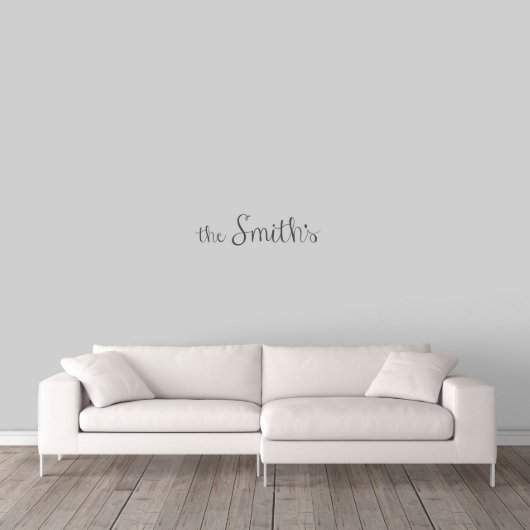 Cursive Script Family Name Small Wall Decal (Front)