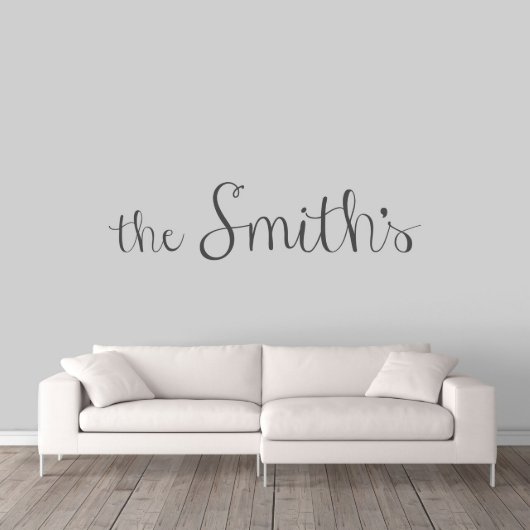 Cursive Script Family Name X-Large Wall Decal (Front)