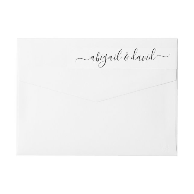 Cursive script handwritten calligraphy wedding wrap around label (Back)