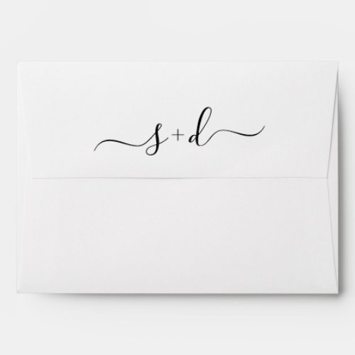 Cursive script initials geometric liner wedding envelope