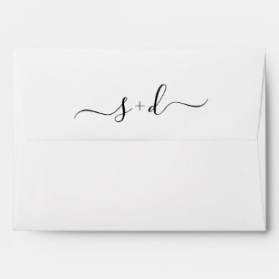 Cursive script initials geometric liner wedding envelope