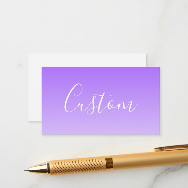Cursive Script Name & Editable Light Purple Ombre  Enclosure Card (Front/Back In Situ)